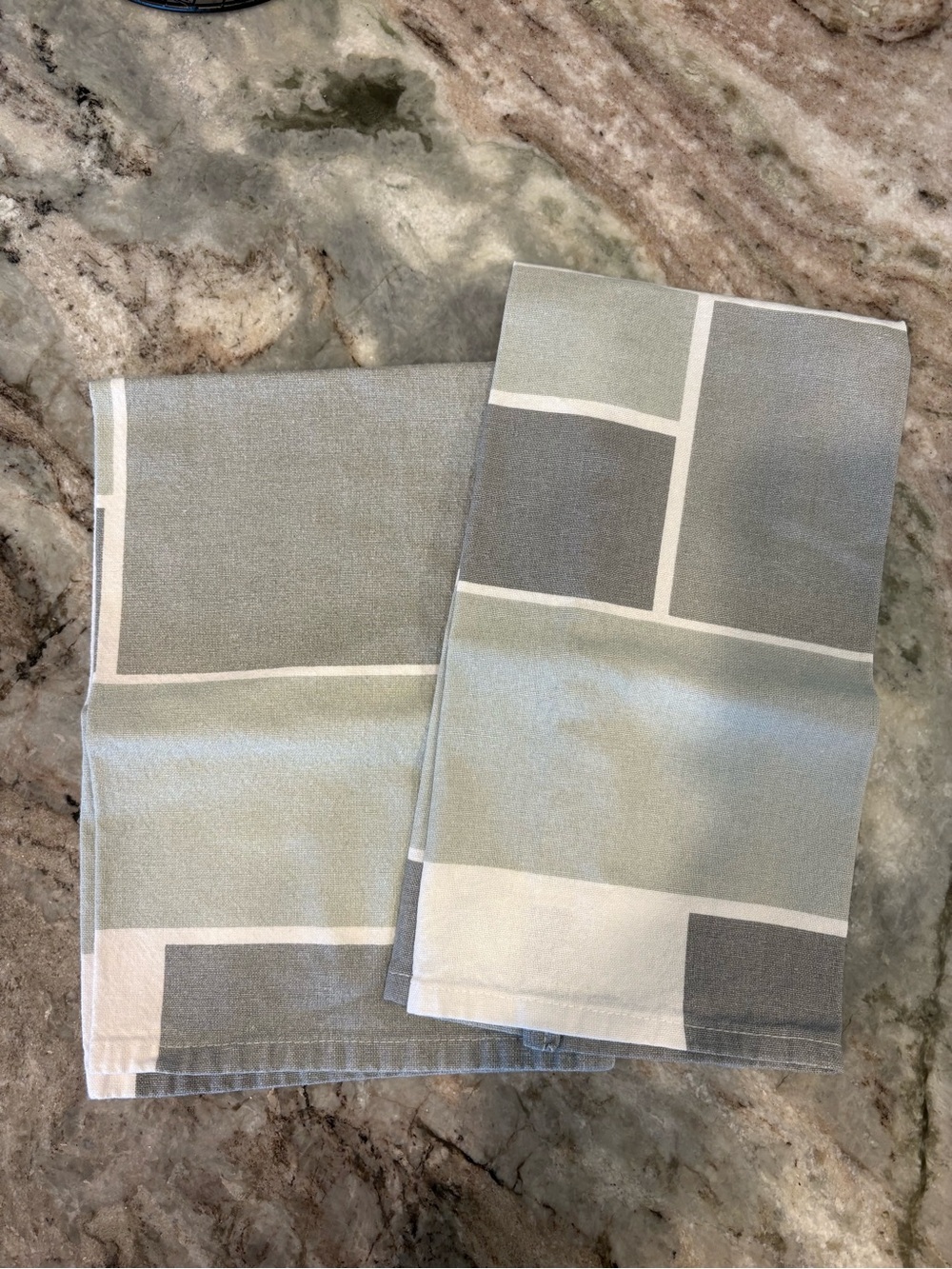 Two Gray Geometric Pattern Tea Towels